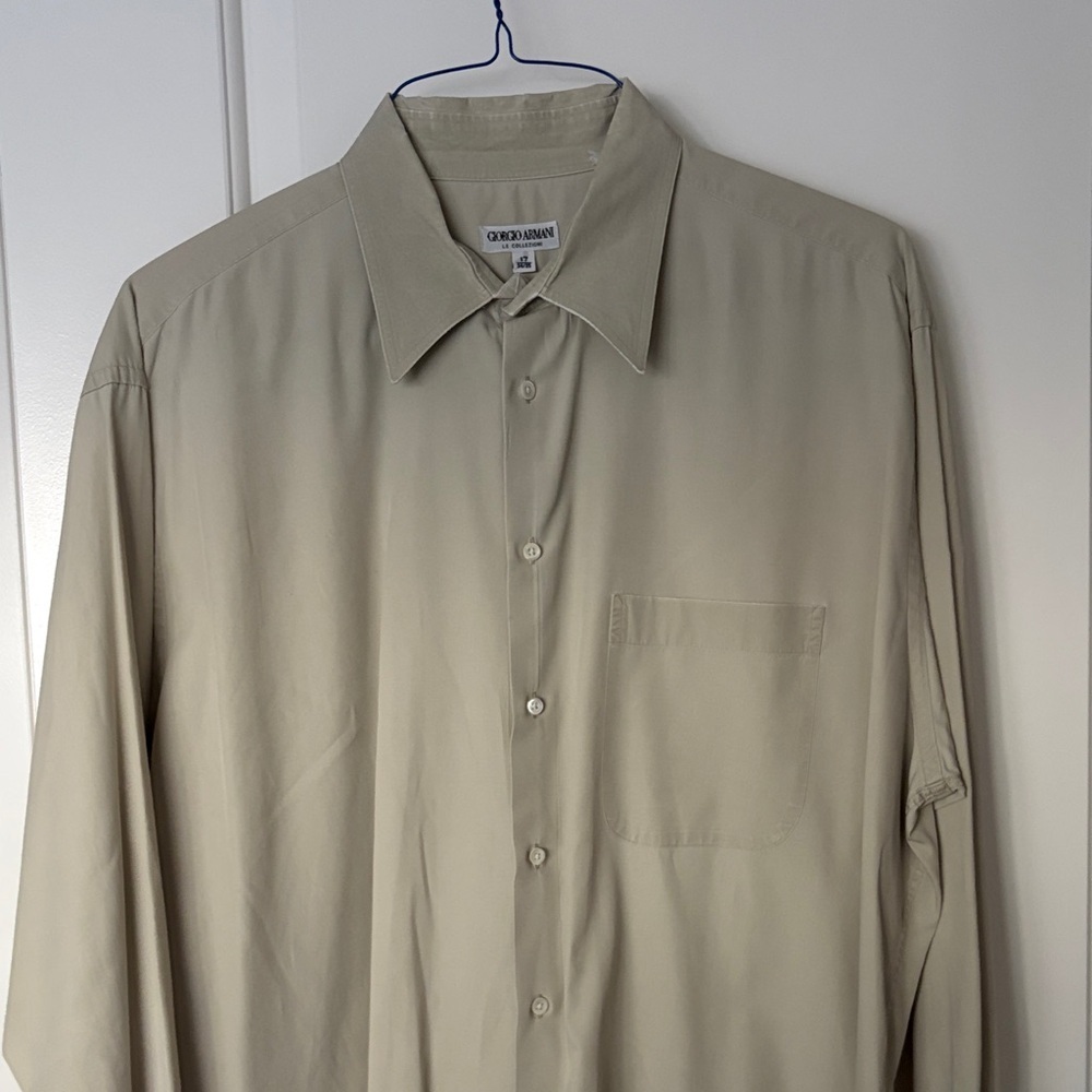Giorgio Armani Men's Light Tan Button Down Shirt